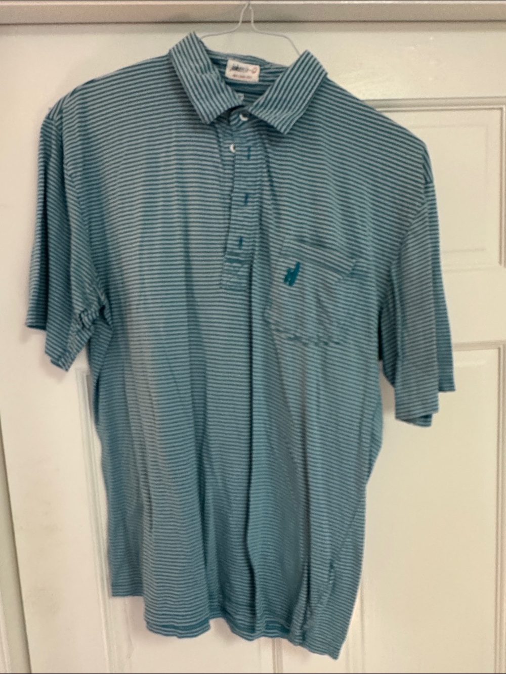 Johnnie-O Polo Shirt in Teal Stripe